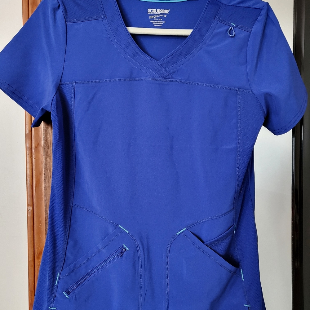 Royal blue scrub top
